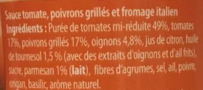 Lista de ingredientes del producto Sacrément bon poivron grillé et fromage italien Heinz 