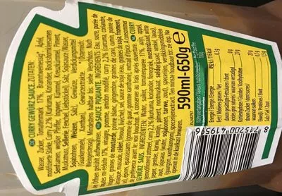 Lista de ingredientes del producto Heinz Curry Gewürz Ketchup 590ML (spiced Curry Ketchup) Heinz 590 ml (650 g)