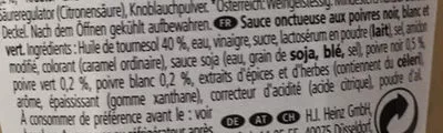 Lista de ingredientes del producto Drei Pfeffer Sauce Heinz 220 g (220 ml)