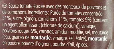 Lista de ingredientes del producto Burger Relish Heinz 2,15 l (2,40 kg)