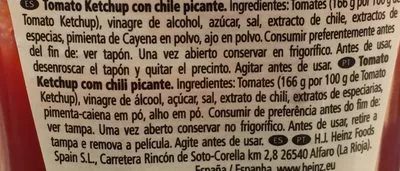 Lista de ingredientes del producto Ketchup Fiery Chilli Heinz 