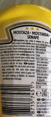 Lista de ingredientes del producto Yellow Mustard Heinz 240 g