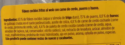 Lista de ingredientes del producto Fideos Chinos con carne de cerdo Orient Plaza 260 g