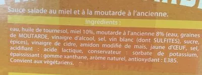 Lista de ingredientes del producto La miel moutarde Amora, Unilever Food Solutions 50 x 30 ml