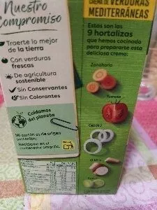 Lista de ingredientes del producto Crema de verduras mediterráneas Knorr 