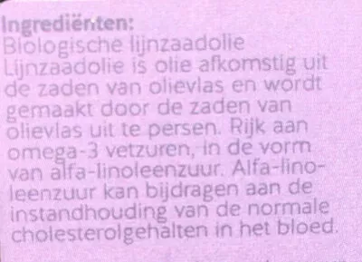 Lista de ingredientes del producto Lijnzaad olie bio Holland & Barett 250 ml