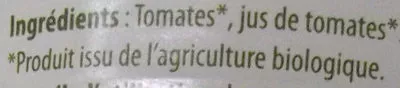 Lista de ingredientes del producto Tomates pelées La Bio Idea 800 g (égoutté : 520 g)