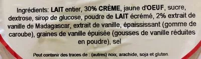 Lista de ingredientes del producto Crème glacée à la vanille de Madagascar Les 3 Givrées, Glace de la Ferme 