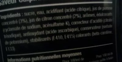 Lista de ingredientes del producto Happy Hour Concentré pour cocktail Caipirinha sans alcool Sodastream 375 ml