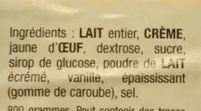 Lista de ingredientes del producto Crème glacée à la vanille de Madagascar La Ferme d'Aissay, Glace de la Ferme 1 l