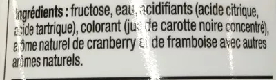 Lista de ingredientes del producto Water Mix saveur Cranberry Framboise Sodastream 440 ml