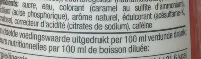 Lista de ingredientes del producto Cola Sodastream 