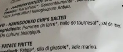 Lista de ingredientes del producto Chips Handcooked Zout  