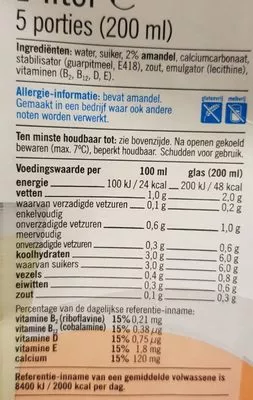 Lista de ingredientes del producto Lait amande Albert heijn 