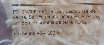 Lista de ingredientes del producto Emmental rapé  