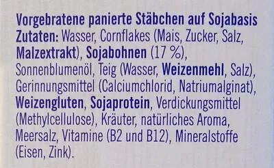 Lista de ingredientes del producto SoChicken Stäbchen SoFine 160g