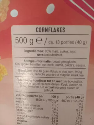 Lista de ingredientes del producto Cornflakes AH Basic 500 g