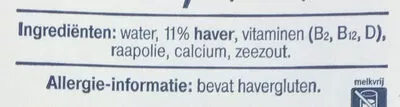 Lista de ingredientes del producto Zachte haver drink ongezoet Albert Heijn 