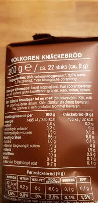 Lista de ingredientes del producto  AH Volkoren Rogge Knackebrod 