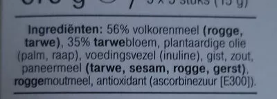 Lista de ingredientes del producto Volkoren knäckebröd Albert heijn,  ah 375 g