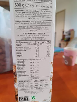 Lista de ingredientes del producto Bran Flakes Natural Albert Heijn, AH 500 g