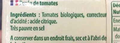 Lista de ingredientes del producto Passata nature La Bio Idea 500 g