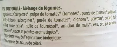 Lista de ingredientes del producto Ratatouille La Bio Idea 