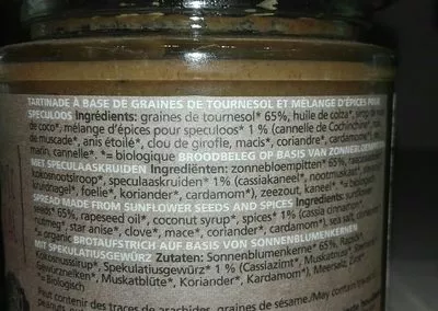 Lista de ingredientes del producto Tartinade speculoos Bio Today 