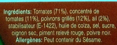 Lista de ingredientes del producto Salsa méditerranéenne Mieux Manger 170 g