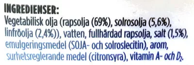 Lista de ingredientes del producto Milda Culinesse Flytande Milda, Upfield 500 ml