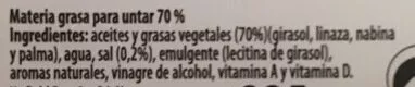 Lista de ingredientes del producto Délice margarina vegetal sin gluten sin lactosa tarrina Flora 225 g