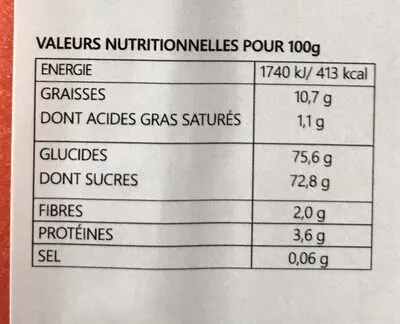 Lista de ingredientes del producto Pate d'amande  