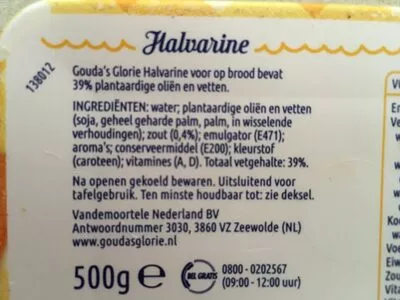 Lista de ingredientes del producto Halvarine Gouda´s Glorie 