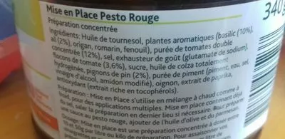 Lista de ingredientes del producto Pesto Rouge Knorr 