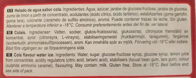 Lista de ingredientes del producto Calippo Cola HB 5 x 105g