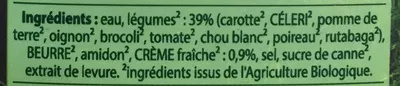 Lista de ingredientes del producto Douceur de légumes à la crême fraîche Knorr 1 l