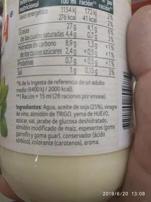 Lista de ingredientes del producto Ligeresa ligeresa 