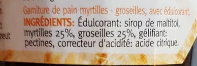 Lista de ingredientes del producto Cereal myrtilles et groseille céréal 270 g