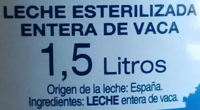 Lista de ingredientes del producto Leche entera esterilizada Hacendado 1,5 L