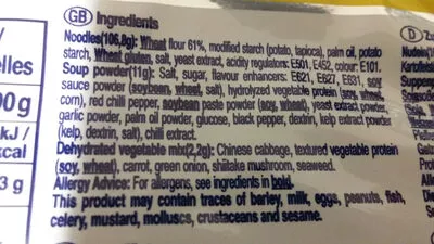 Lista de ingredientes del producto Jin Ramyon (mild)  