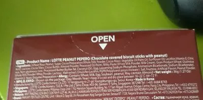 Lista de ingredientes del producto Peanut Pepero Lotte 