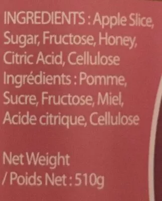 Lista de ingredientes del producto Gelée à la pomme et au miel Camelia 510 g