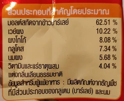 Lista de ingredientes del producto โอวัลติน โอวัลติน, Ovaltine 750 g