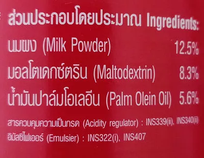 Lista de ingredientes del producto นมข้นจืด Carnation, คาร์เนชั่น 385 g