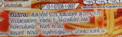 Lista de ingredientes del producto สปาเก็ตตี้พอร์คบอล Easy meal, อีซี่มีล, S&P, เอส แอนด์ พี, เอสแอนด์พี 210 g