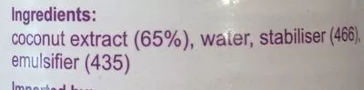 Lista de ingredientes del producto Coconut cream TCC 400 mL