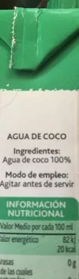 Lista de ingredientes del producto Agua De Coco Chaokoh 