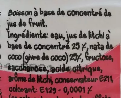 Lista de ingredientes del producto Mogu Mogu Litchi et Nata de Coco Mogu Mogu 32 cl e