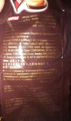 Lista de ingredientes del producto Cappuccino Candy Bag Kopiko 120 g