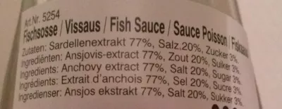 Lista de ingredientes del producto Sauce poisson (NUOC MAN) Squid 300 ml